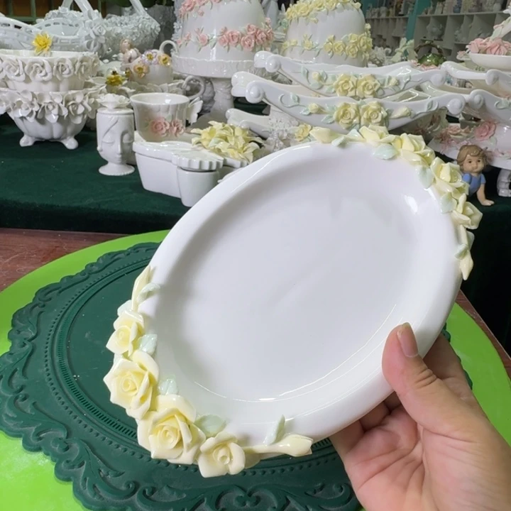 玫瑰花21厘米餐盘水果蛋糕盘