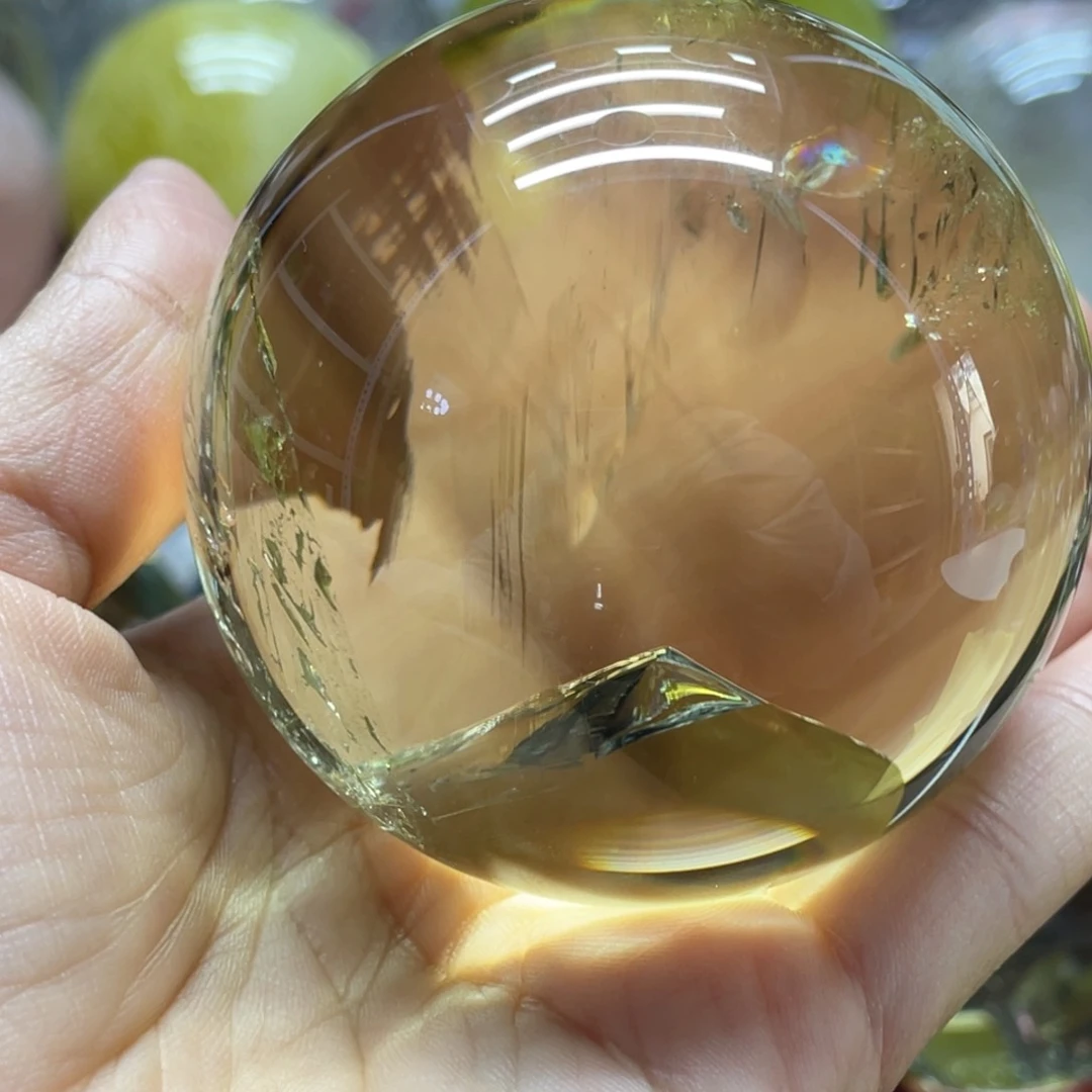 未镶嵌珠宝半成品水晶?*?MM黄水晶球H2201