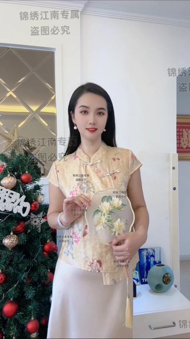 2025超火夏季百搭上衣女新中式国风盘扣短袖