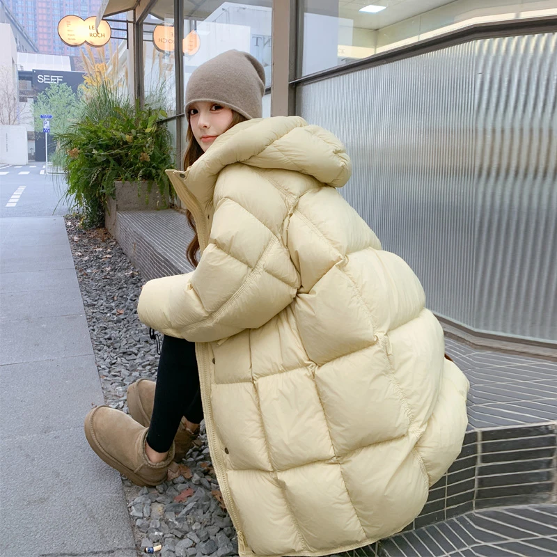 保暖穿搭羽绒服女2024冬季厚外套新款奶呼呼韩系温柔白鸭绒面包服