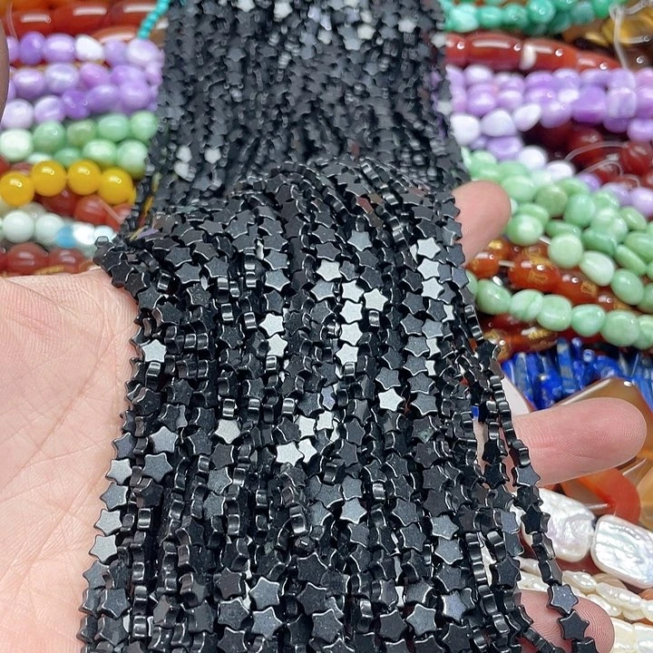 玛瑙/玉髓珠宝半成品未镶嵌一条6mm黑玛瑙星星