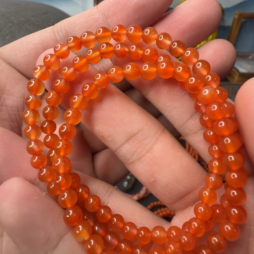 南红玛瑙未镶嵌单圈卡5冰橘多圈