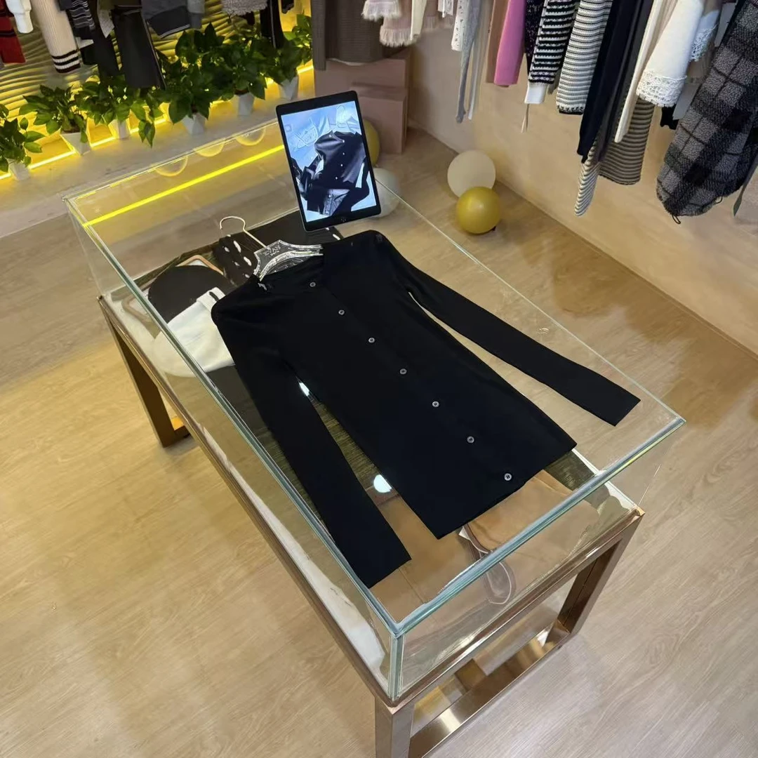 A655【P黑色针织开衫】高版本25n冬季新款圆领长袖针织开衫