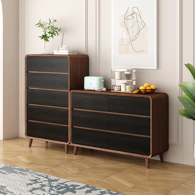 新中式实木斗柜收纳柜一体卧室床尾柜子储物柜客厅靠墙五斗柜