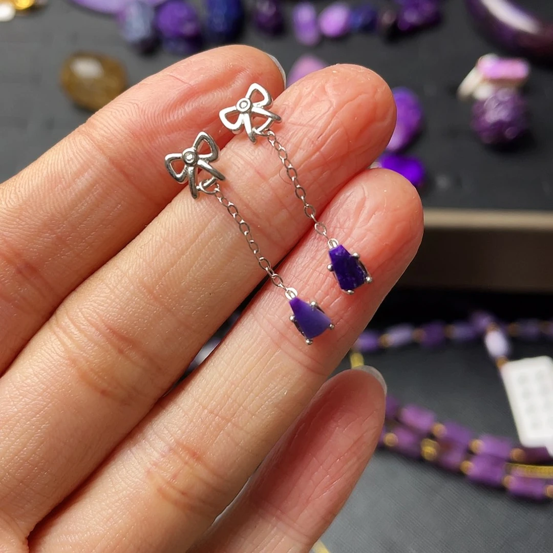 苏纪石（舒俱来）耳钉银S925镶嵌