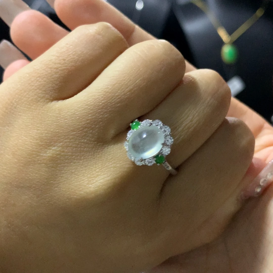 翡翠戒指银S925镶嵌戒指