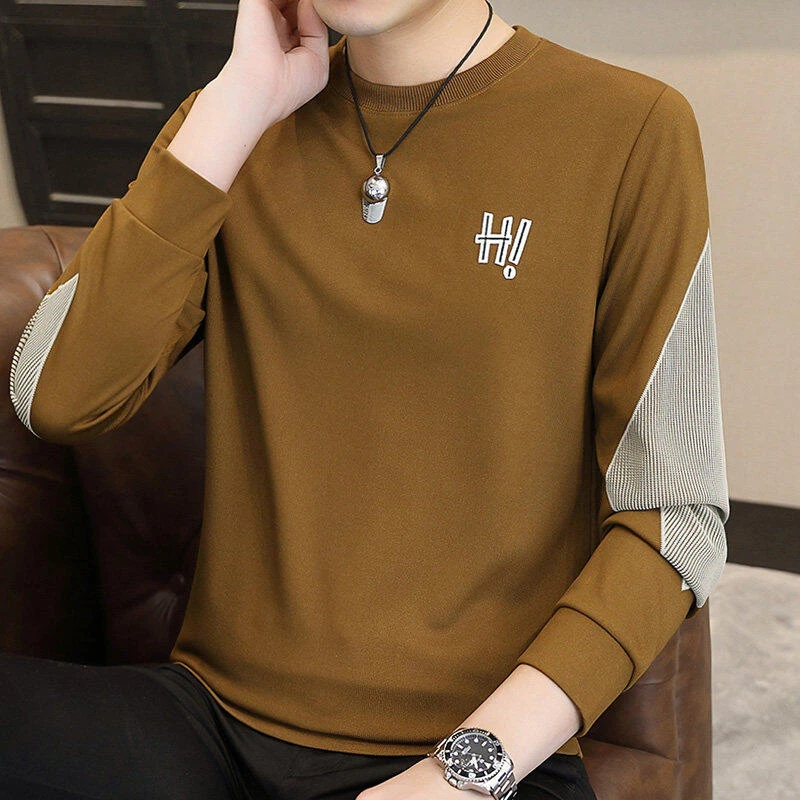 2025春季男士新款潮流百搭卫衣字母刺绣韩版休闲套头男上衣