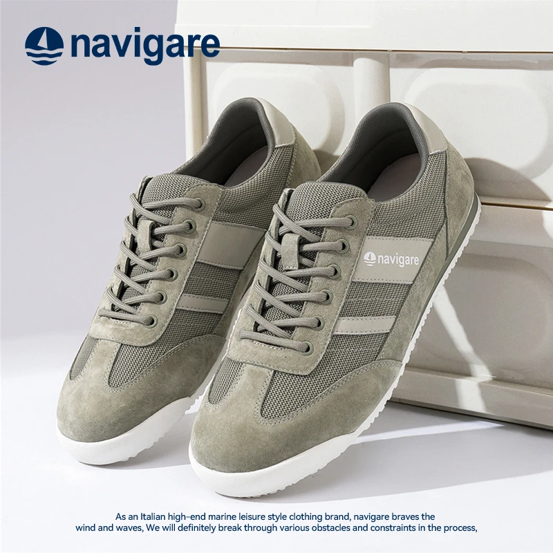 Navigare意大利小帆船男士时尚德训鞋2025新款春夏季休闲厚底板鞋