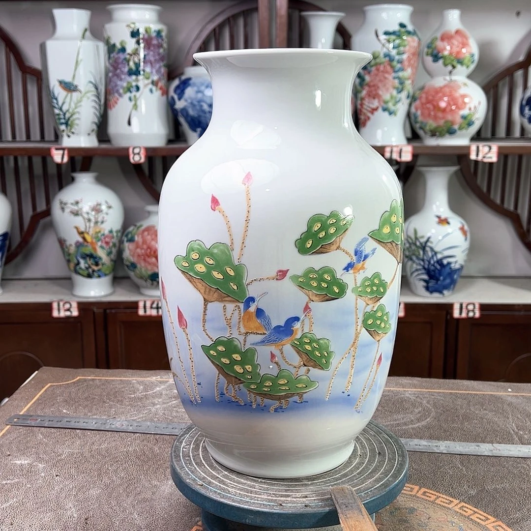 摆件景德镇陶瓷大冬莲花