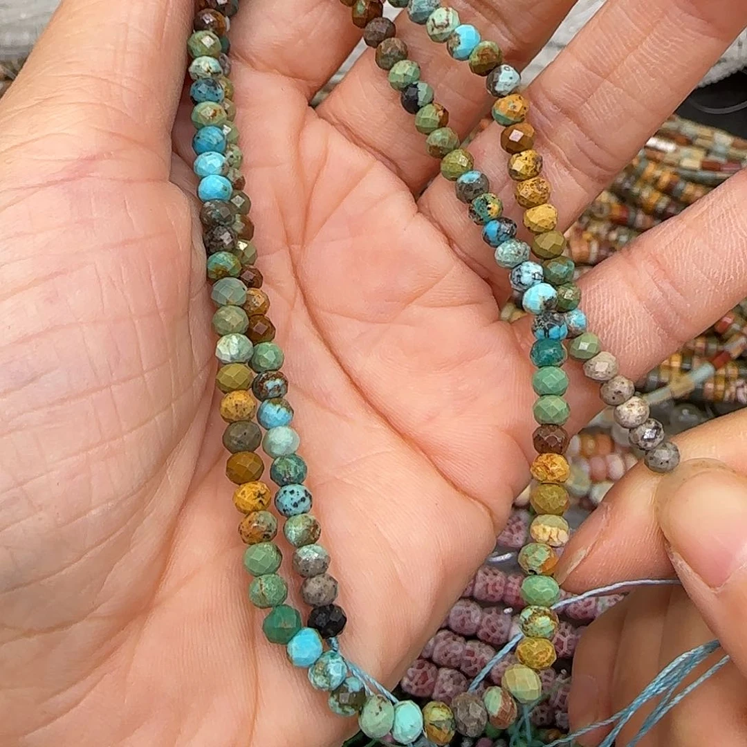 玛瑙/玉髓合金珠宝半成品4mm切面算盘一条