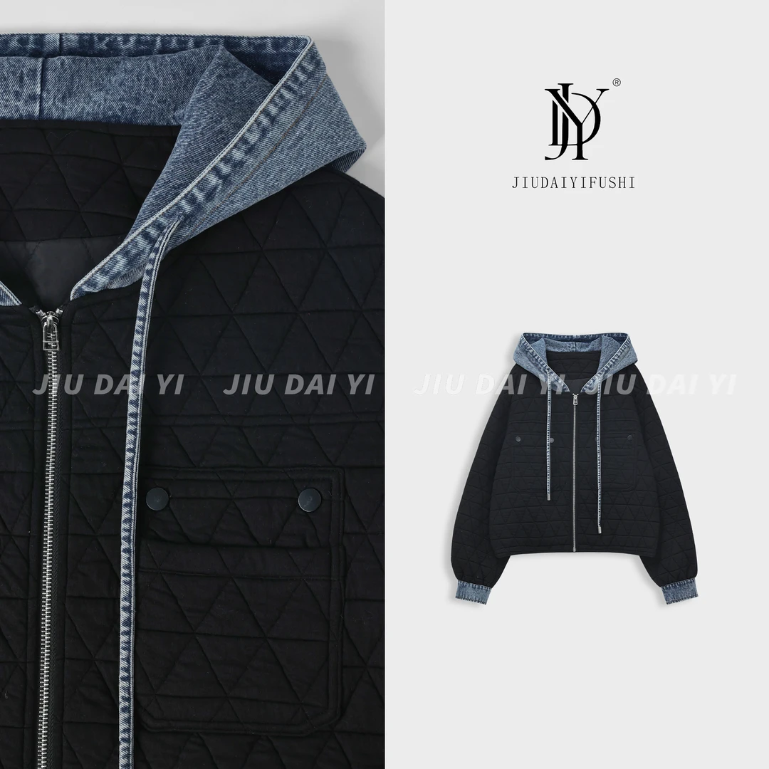 玖黛衣【原创设计】韩版拼接连帽百搭宽松外套WTP45312