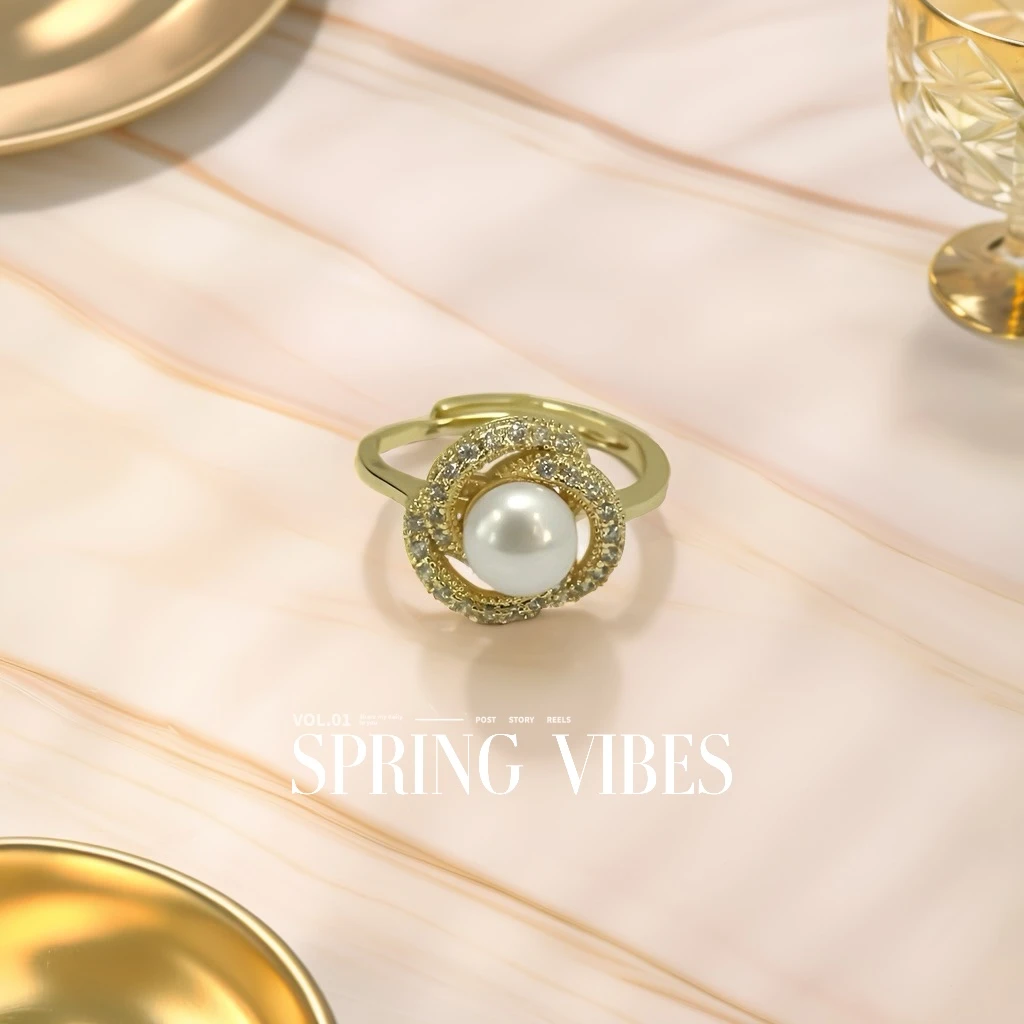 铜合金仿珍珠戒指 戒指- DSN设计师款高级复古戒指（3019）