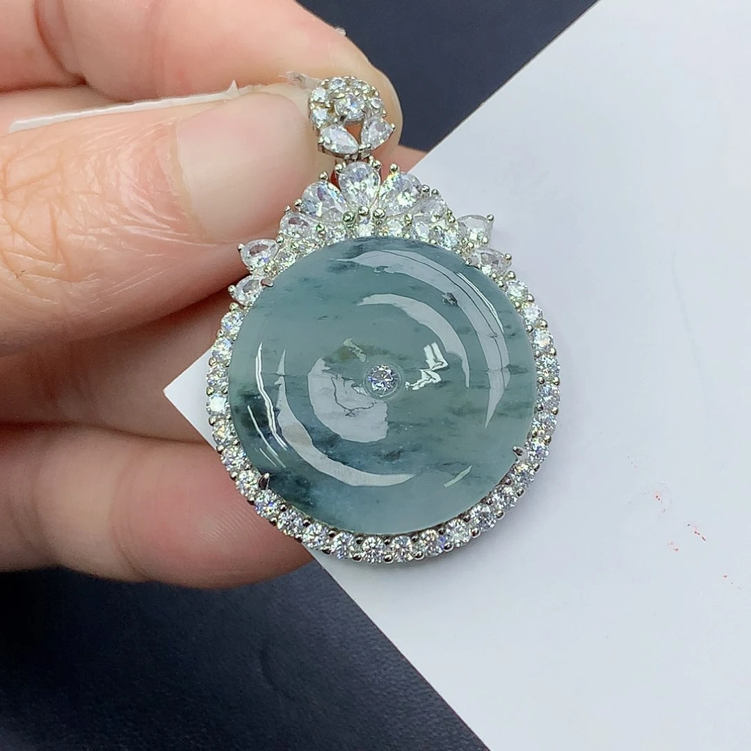 颈饰银S925镶嵌翡翠