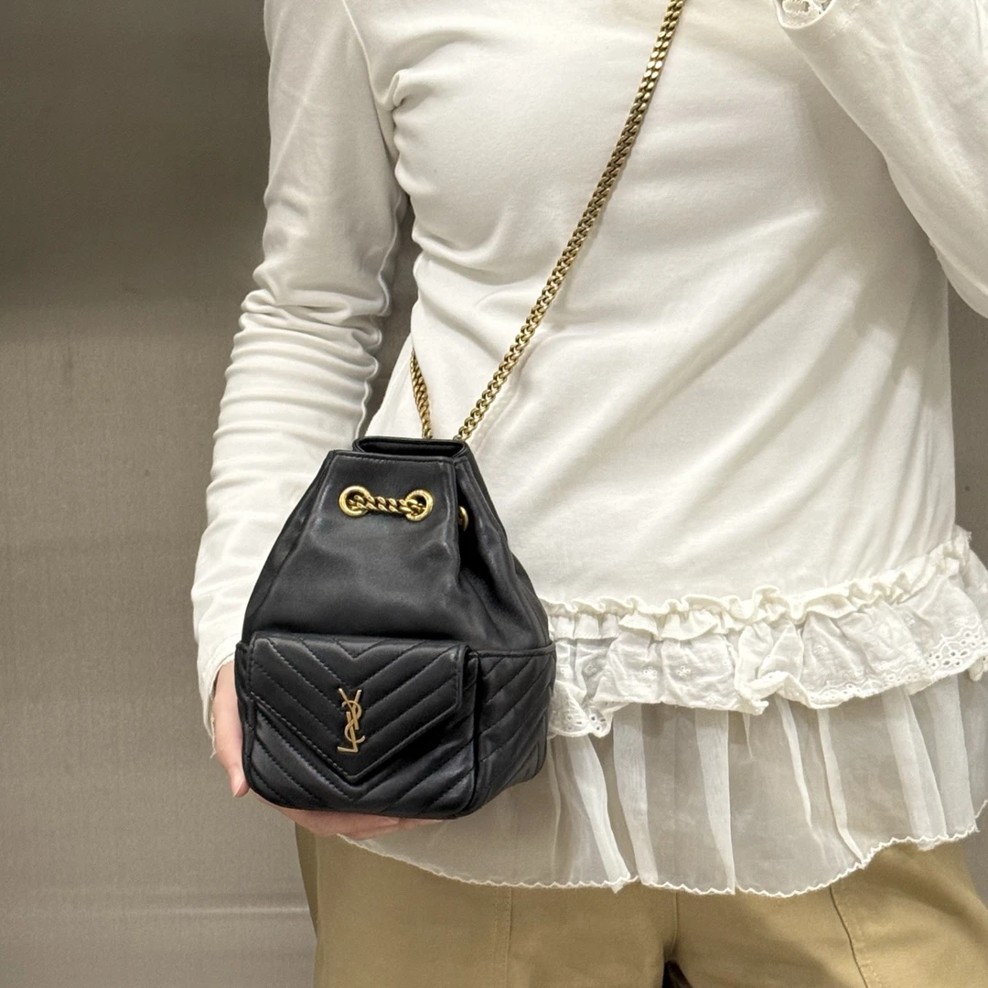 95新 YSL/圣罗兰 ysl圣罗兰黑金链条包斜挎包