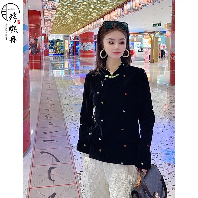 【珍珍臻品】显瘦气质时尚复古网红长袖新中式国风上衣S-14133