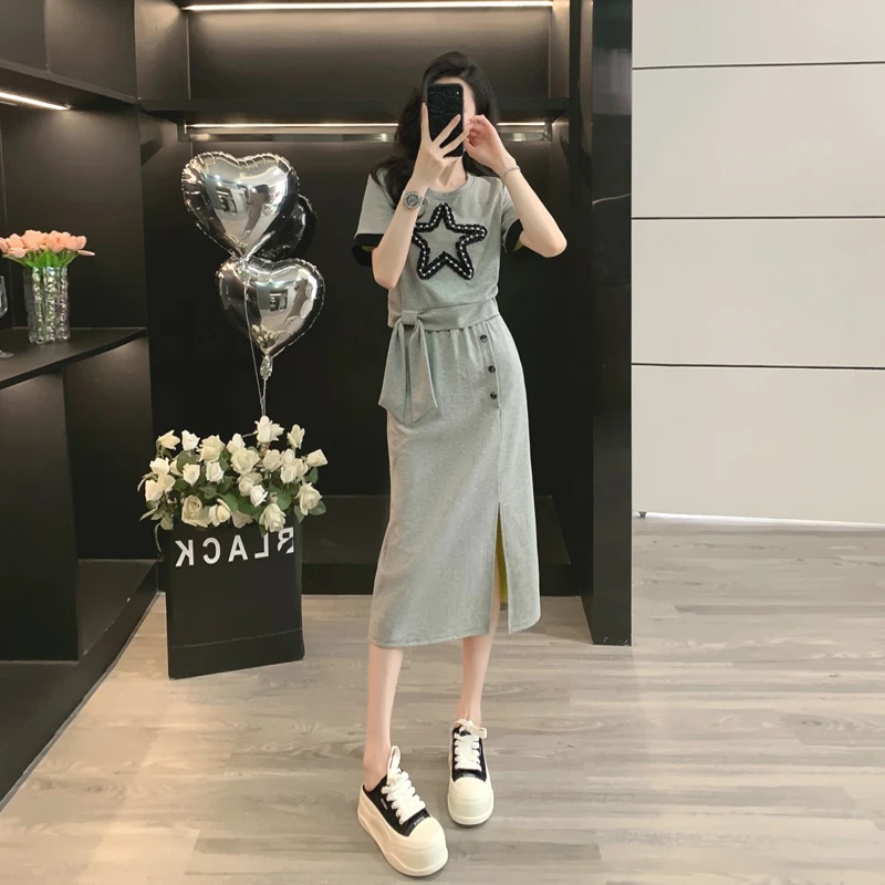 时尚套装裙女夏季新款显瘦减龄气质运动休闲半身裙子两件套洋气