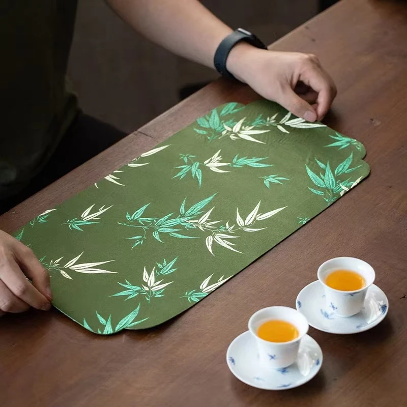 一人桌席干泡茶台防水桌垫茶杯垫茶道禅意竹子茶席42001