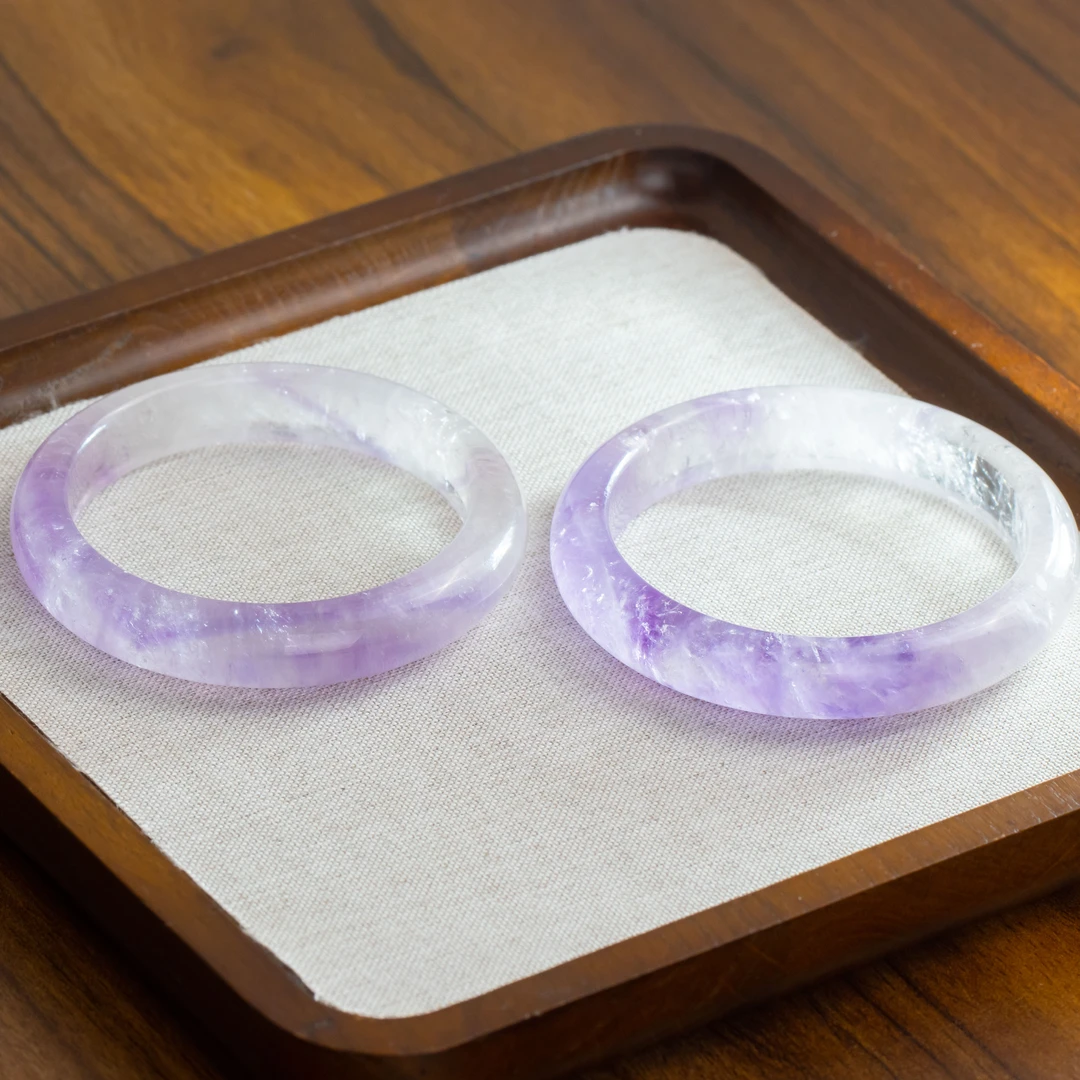 紫水晶渐变宽条女款手镯 圈口可选（多样性发货发其一）