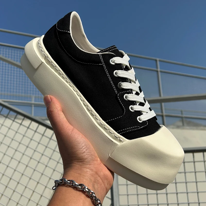 小众款潮流时尚厚底大头休闲男鞋2025春夏新款透气增高低帮布鞋
