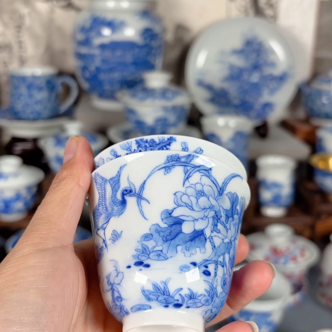 云***动青花瓷器手绘作品陶瓷杯