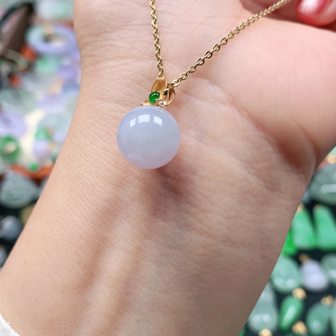 吊坠(不含链)18K金镶嵌翡翠