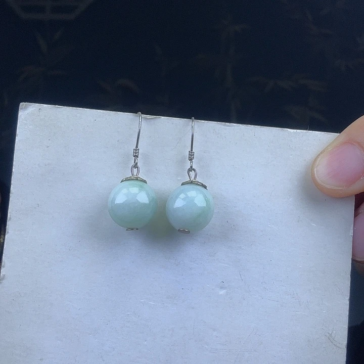 翡翠银S925镶嵌耳饰特价