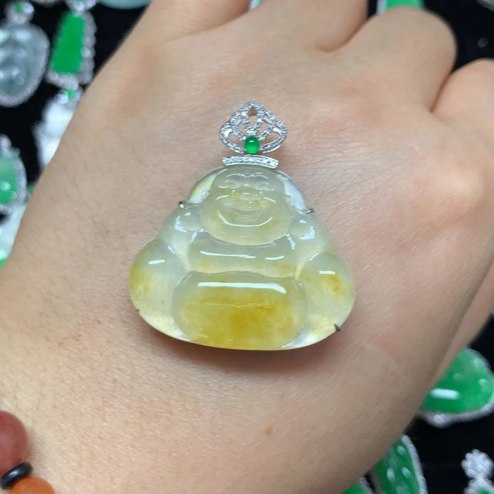 【闪购商品】翡翠18K金镶嵌颈饰吊坠