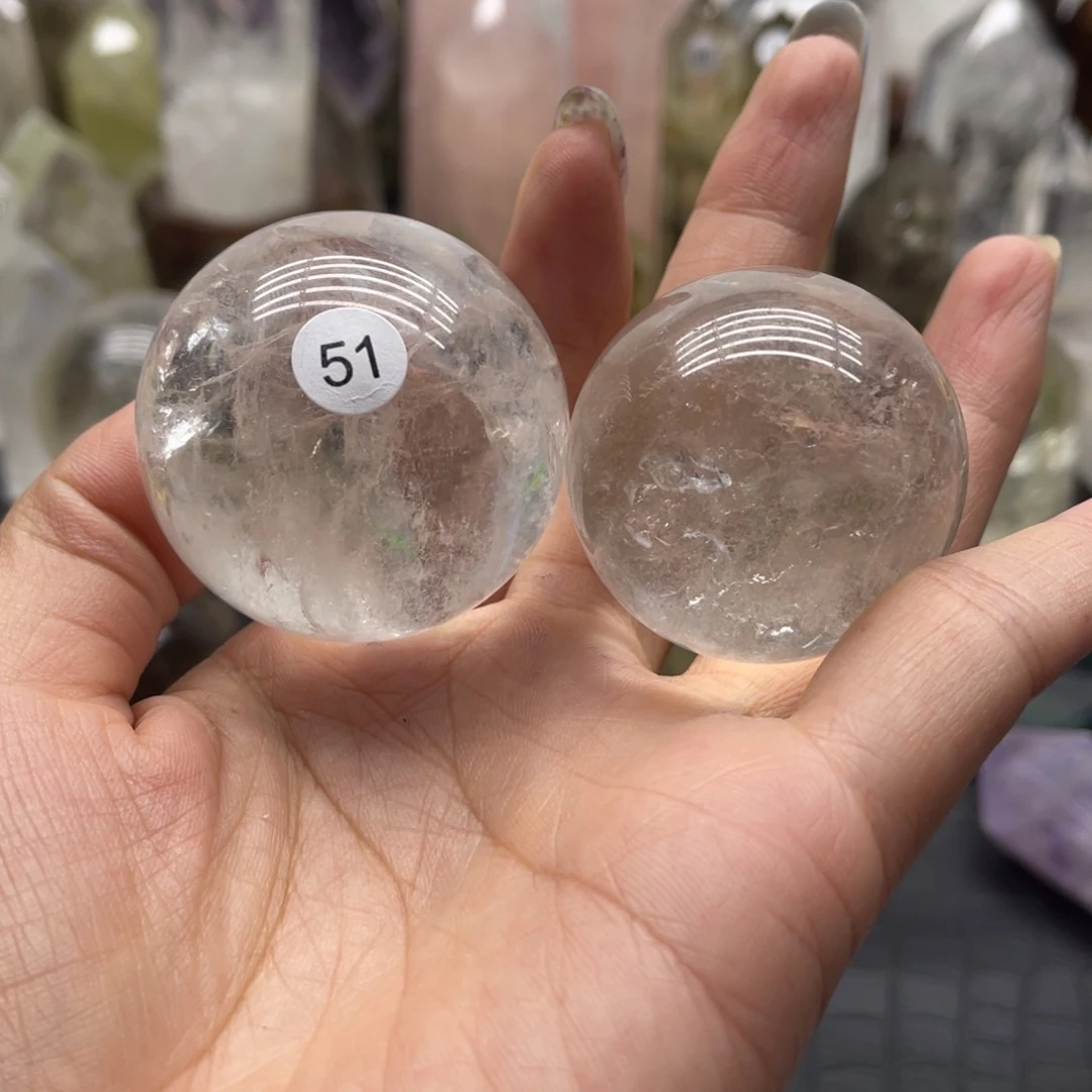 珊***难水晶珠宝半成品未镶嵌51白水晶球