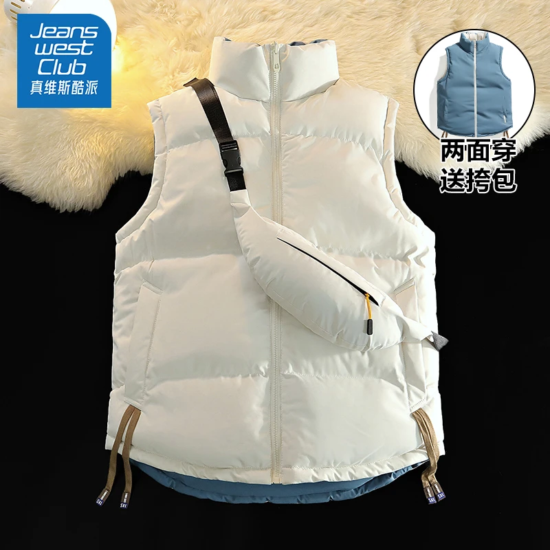 真维斯club双面穿棉马甲男士冬季加厚保暖坎肩情侣无袖棉服上衣男