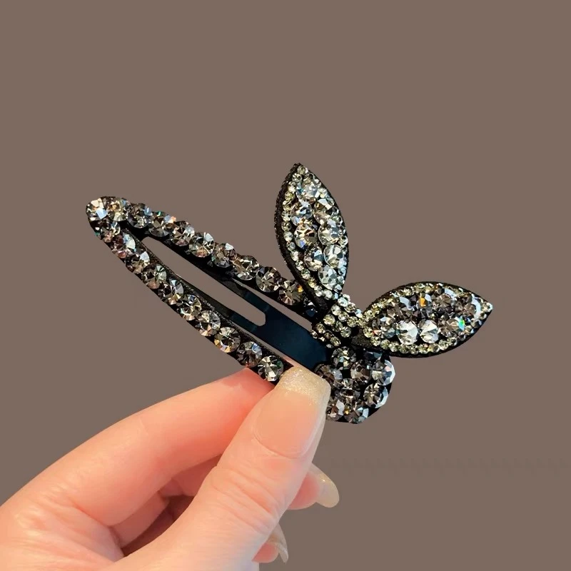 【阿敲】A1257~韩国重工兔子超闪碎钻bb夹刘海夹侧边夹-麦穗头饰