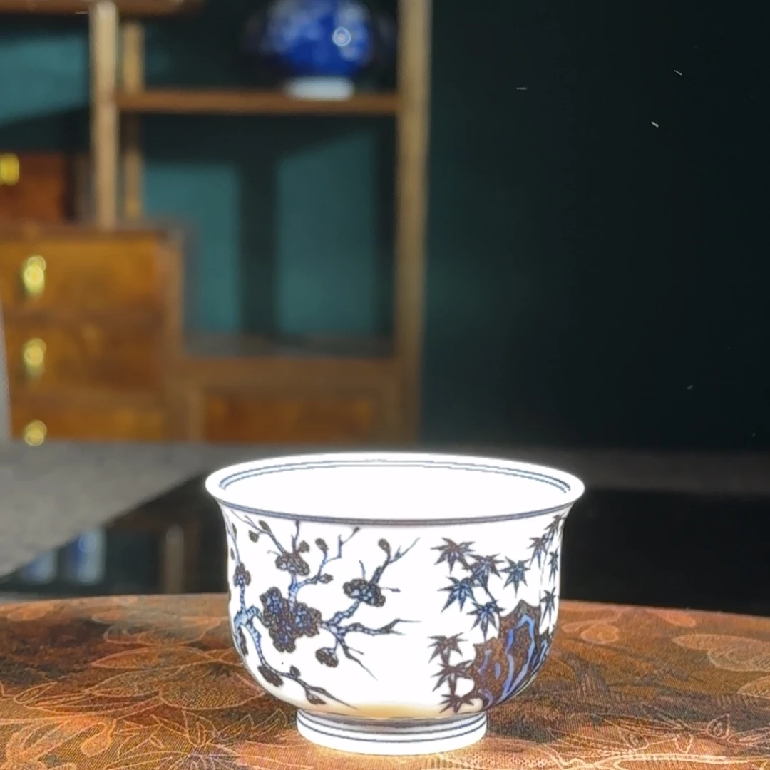 松竹梅手工手绘柴窑烧制