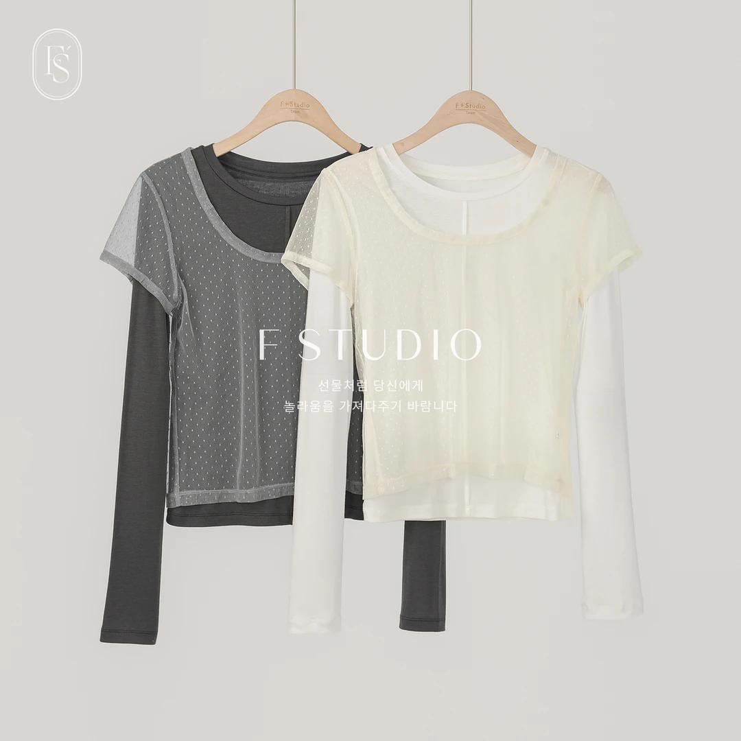 法儿家韩国限定【新品】【波点练习生】FS501S123波点T恤两件套