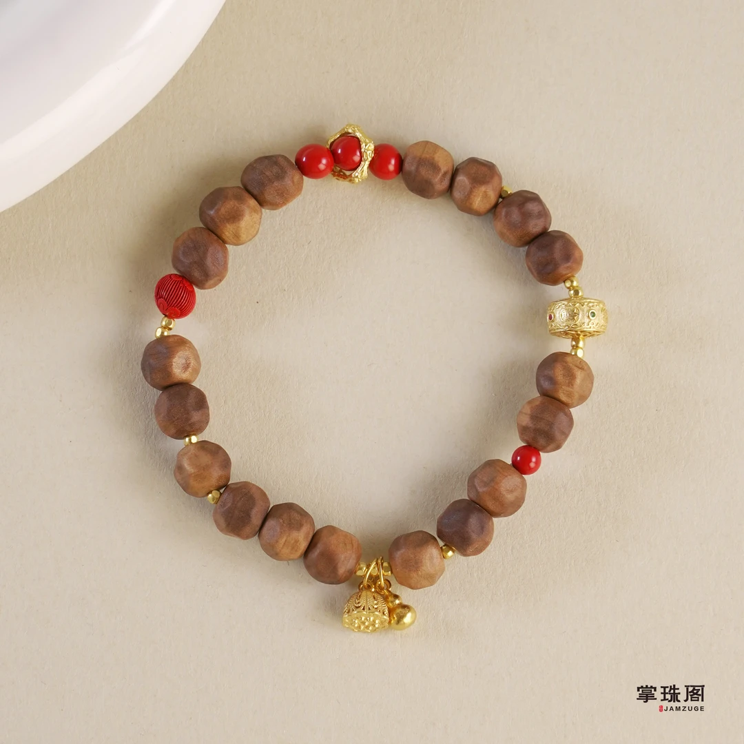 掌珠阁 含辰砂工艺品【国色添香】S925+黑肉老山檀+朱砂新中式手串