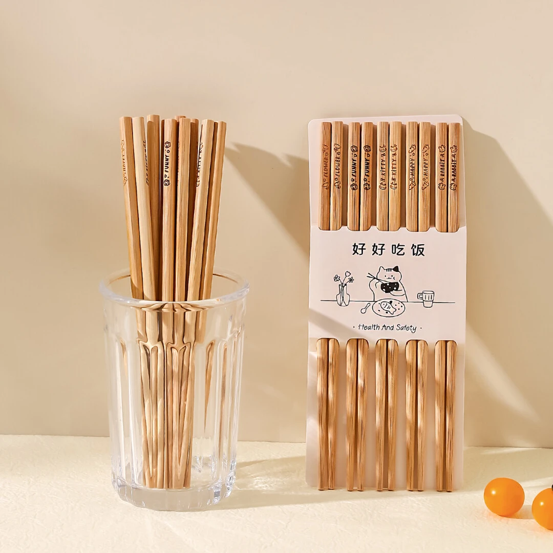 川岛屋卡通竹木筷子家用2025新款食品级儿童家庭专人专用一人一筷