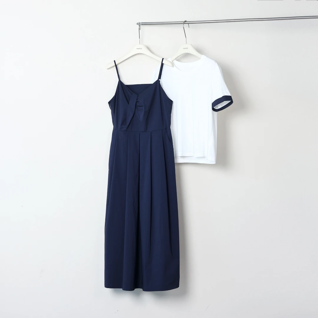 PRASE·杨杨【莫妮卡】微胖轻奢设计夏时尚T恤吊带裙套装PR506S60/59
