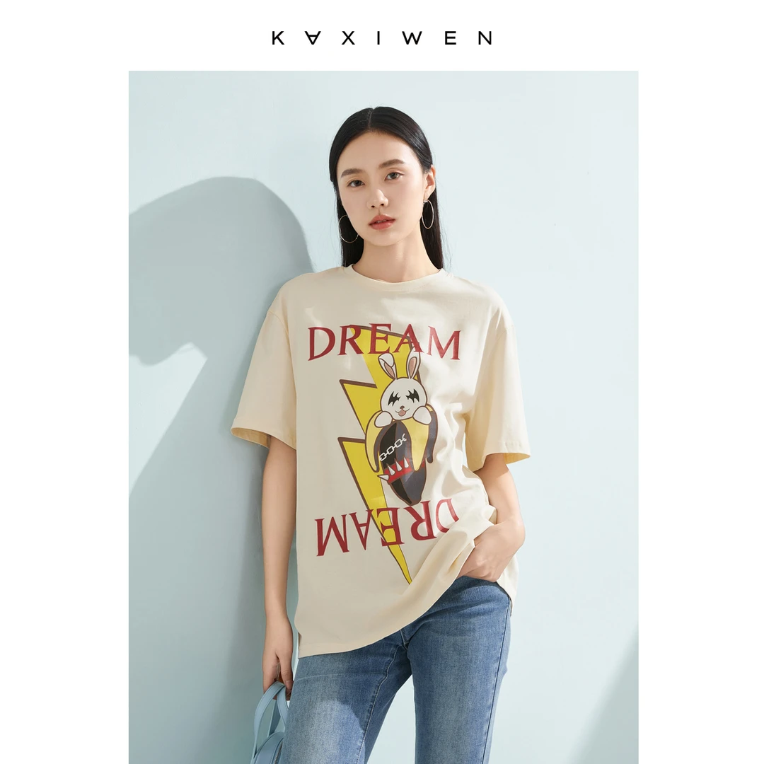 【达人专属】趣味印花图案T恤款圆领百搭日常休闲上衣女X01ATS1131