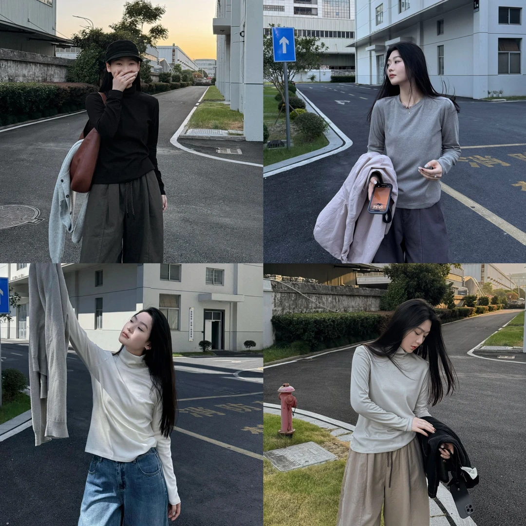 今婷【三领新疆棉】秋季时尚基础百搭简约长袖打底T恤女J25401323