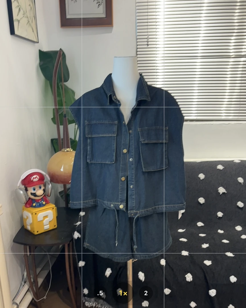 新疆包邮【666】马甲短裤牛仔两件套-衣长52裤长38腰围60