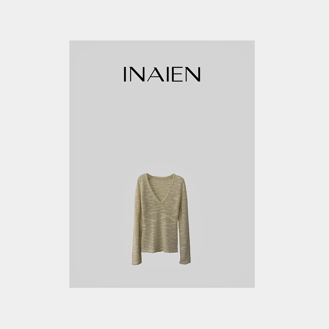 【INAIEN】线上款 “棉花糖”圈圈纱v领上衣 N6279  （清仓）