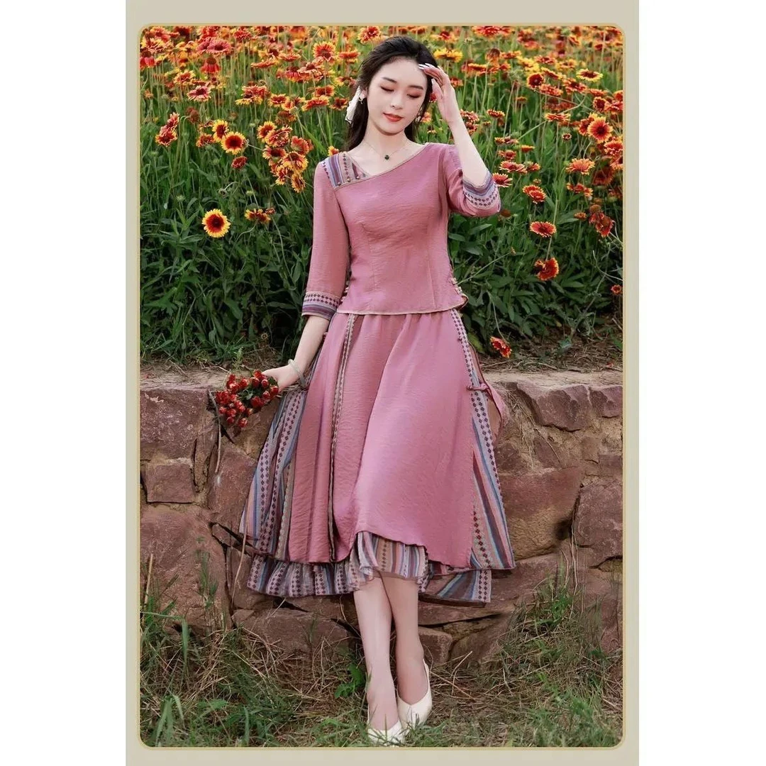 【1593人收藏】时尚套装女2025春秋季新款中式旗袍套