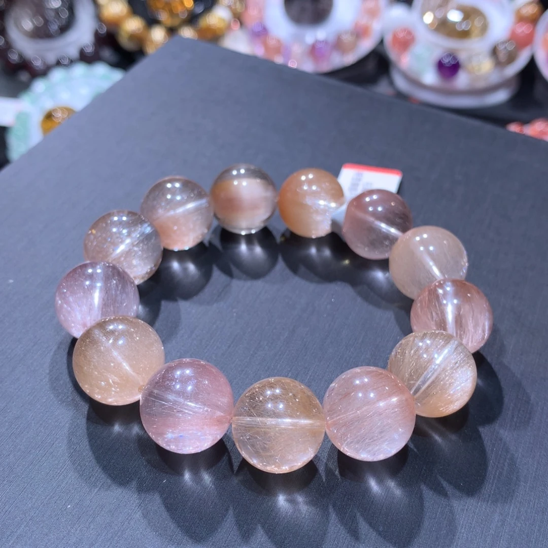 手链水晶未镶嵌粉黄双拼色兔毛16mm