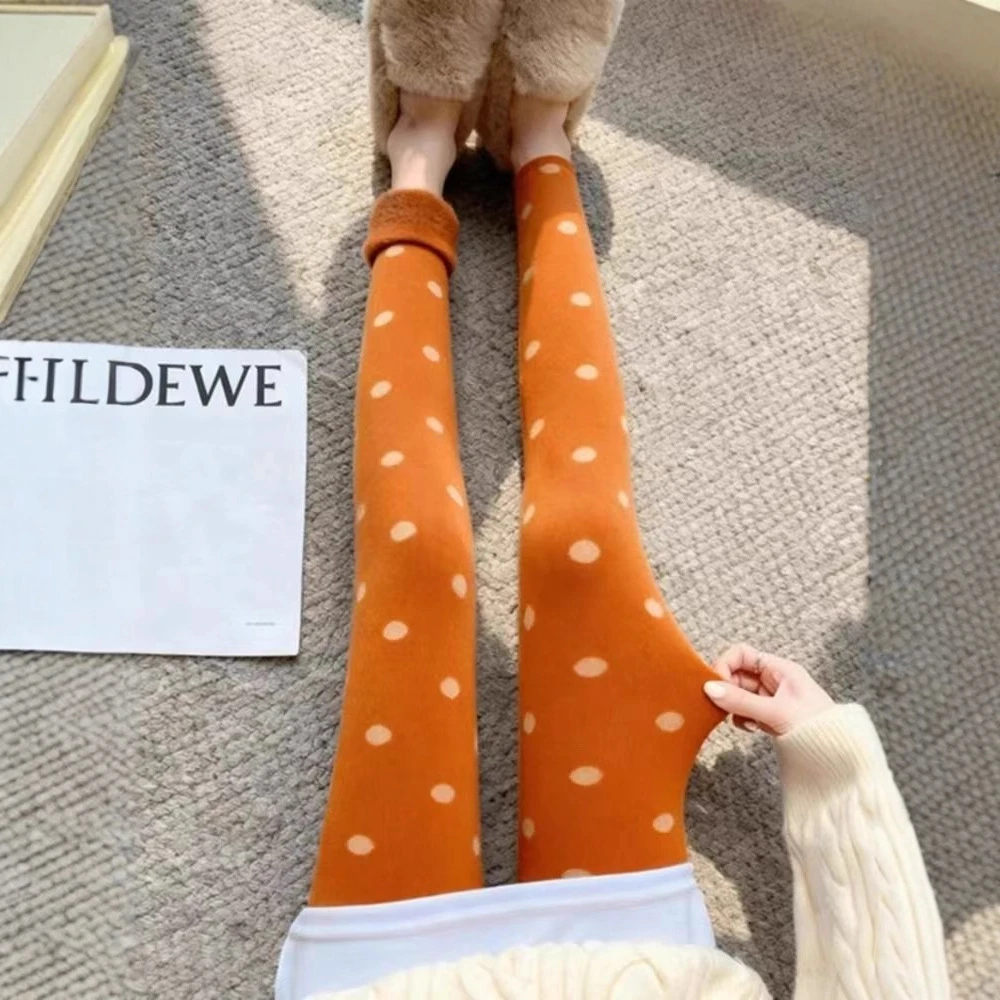 橘色鲨鱼打底裤女外穿弹力小脚裤冬小个子加绒加厚保暖休闲裤显瘦