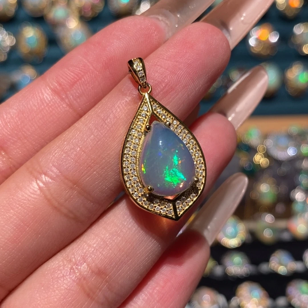 欧泊银S925镶嵌吊坠