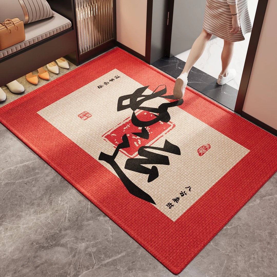 红色入户门地垫玄关可裁剪防滑脚垫大门口进门耐脏除尘免打理地毯