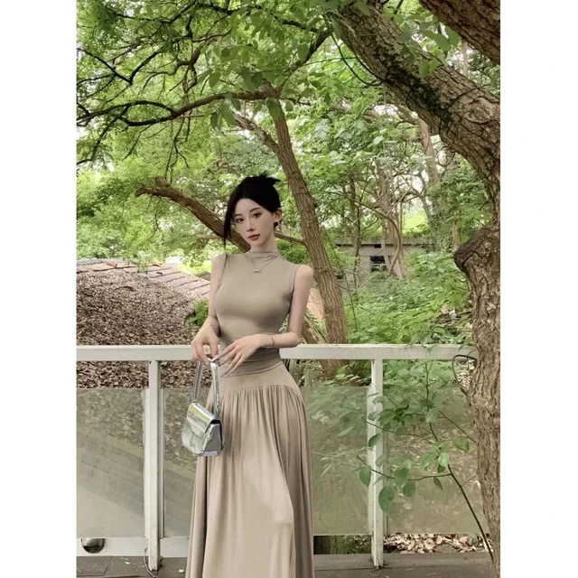 法式气质修身无袖背心上衣辣妹套装女夏季高腰半身长裙休闲两件套