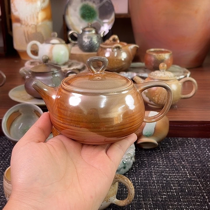 柴烧中白泥精品茶壶