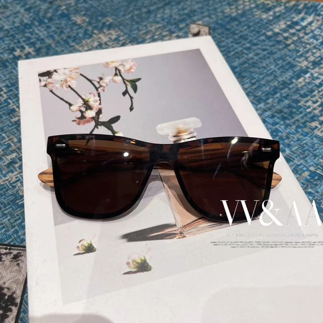 VV&AA  新款潮流偏光太阳镜连体竹木装饰眼镜  4407