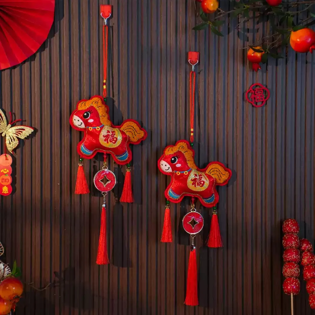 非遗刺绣马年装饰品小挂件福马挂饰2026马年春节过年室内布置