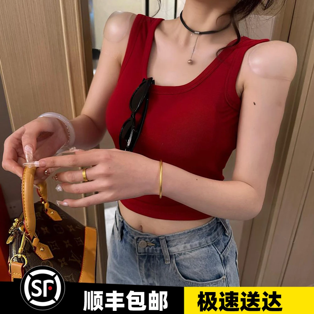 纯欲风辣妹吊带后背镂空背心女2025夏季新款修身显瘦外穿短款上衣