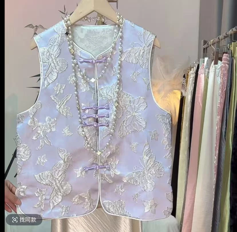 ‘紫罗兰’2025春季新款马甲百搭新中式紫色马夹中国风春季出行穿搭